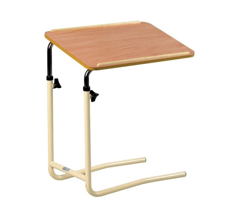 Laminated Top Days Overbed Table with Castors, Height Adjustable Laptop Bedside Table Desk with Wheels