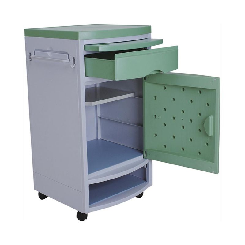 Hot Sale Hospital Mobile ABS Medical Bedsides Cabinet with Castors