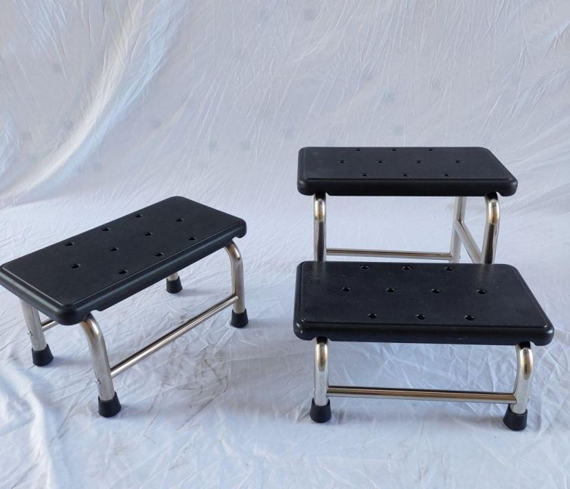 Mn-Fs001 Hospital Furniture High Quality Stainless Steel Double Step Footstool