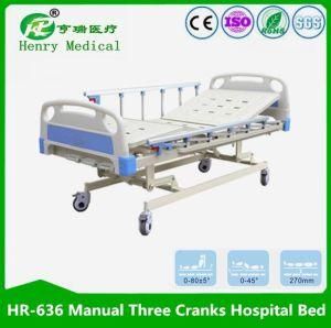 Patient Bed 3 Cranks/3 Functions Nursing Bed/Manual Bed for Hospital