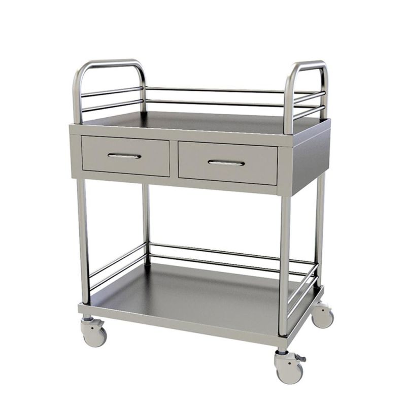 Medical Instrument Trolley Stainless Steel Treatment Cart Patient Trolley