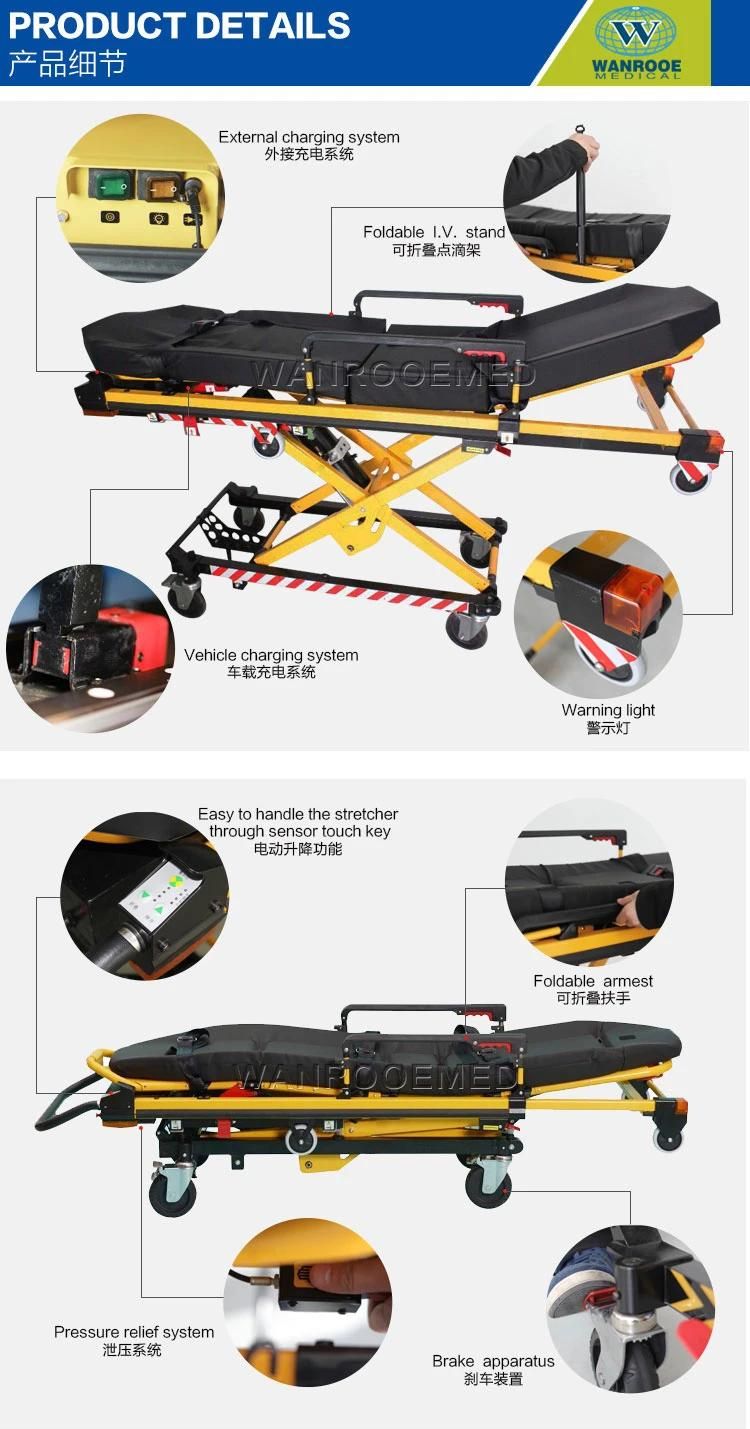 Ea-3ad Hospital First-Aid Electric Adjustable Aluminum Folding Transfer Ambulance Stretcher