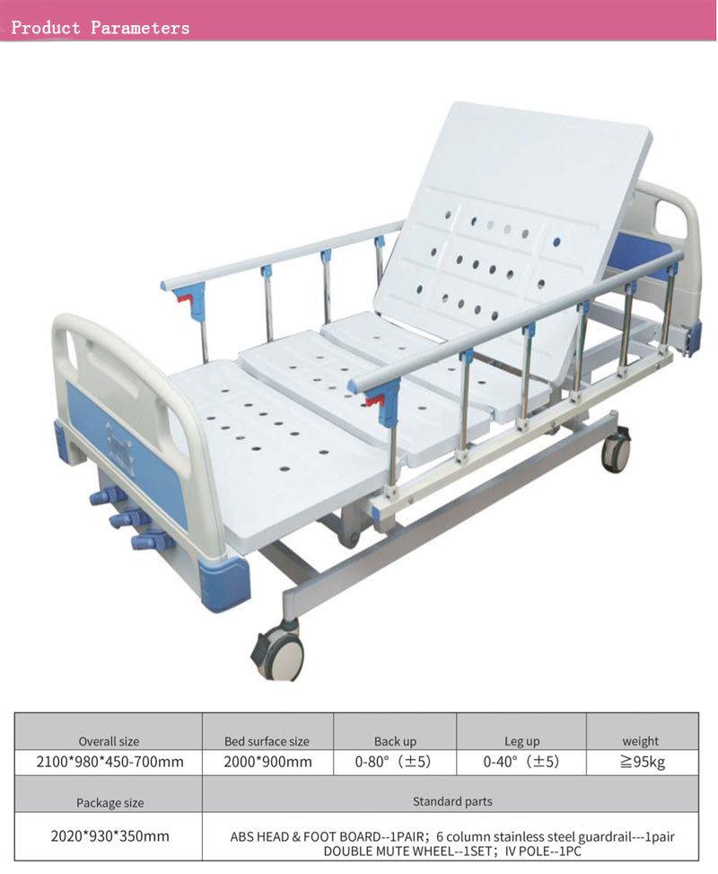 with CE Approved Stainless Steel Nursing Equipment Patient Manual Multi-Function Hospital Bed