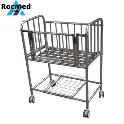 Hospital Furniture Stainless Steel Full Length Baby Bassinet