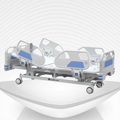 Adjustable Hospital Electric Medical Patient Clinic Care ICU Bed with Foldable Side Rail