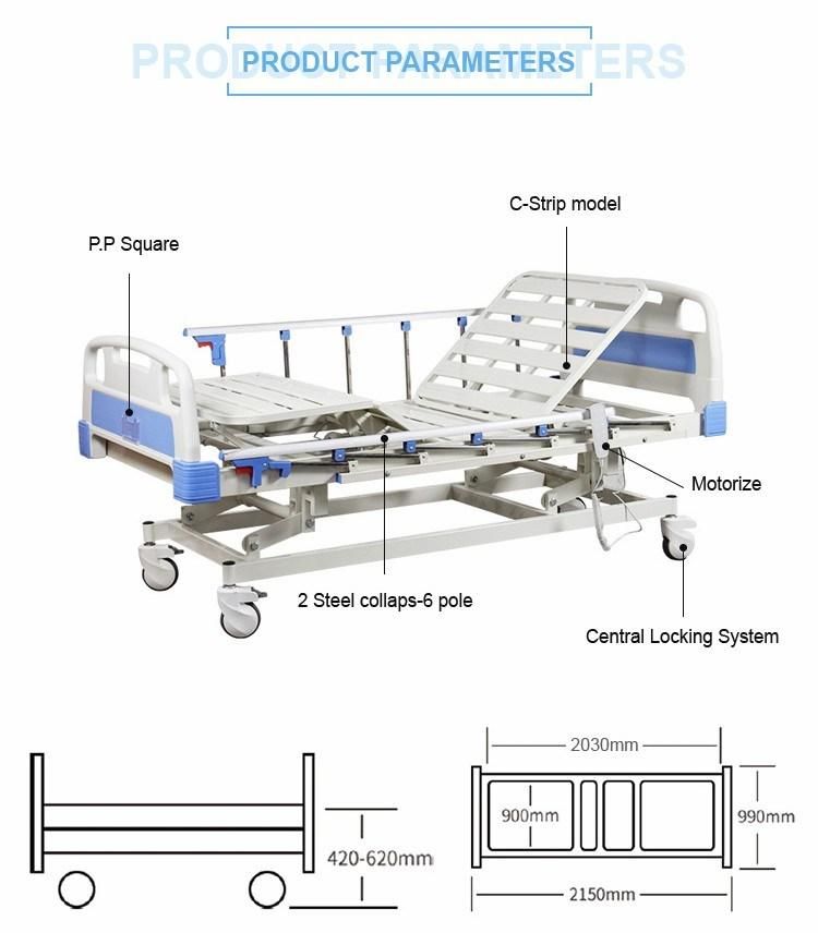 Factory Price Aluminum Alloy Steel Guardrail Simple Operation Medical Instrument Nursing Bed with Waterproof Cloth