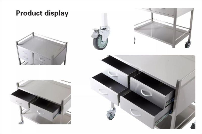 Factory Direct Stainless Steel Hospital Use Medical Emergency First-Aid Trolley
