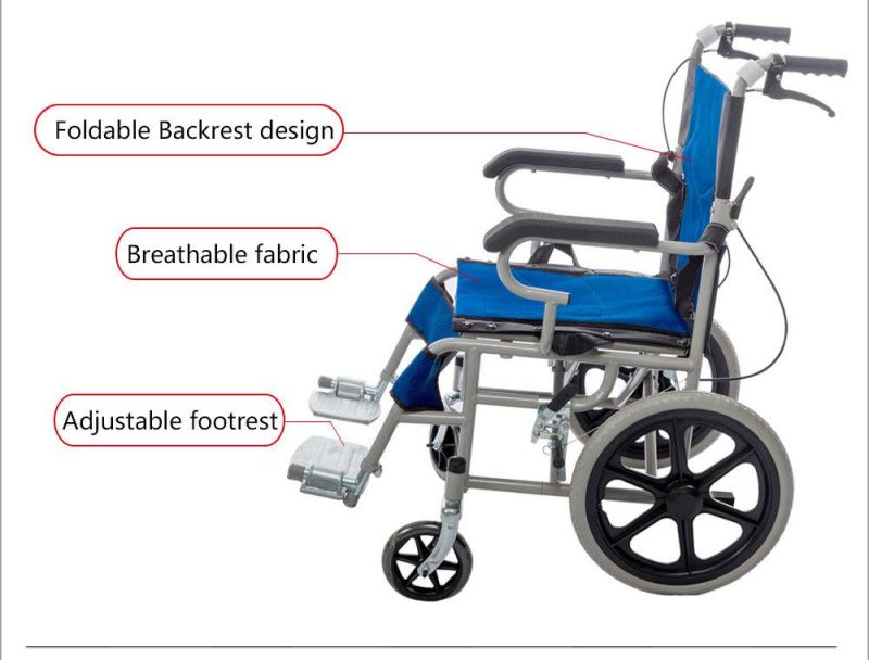 Best Sell Portable Lightweight Manual Wheelchair for Disabled 16s