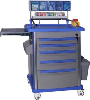 Mn-AC002 Hospital Furniture Crash Cart Medical Nursing Treatment Cart Medical Trolley