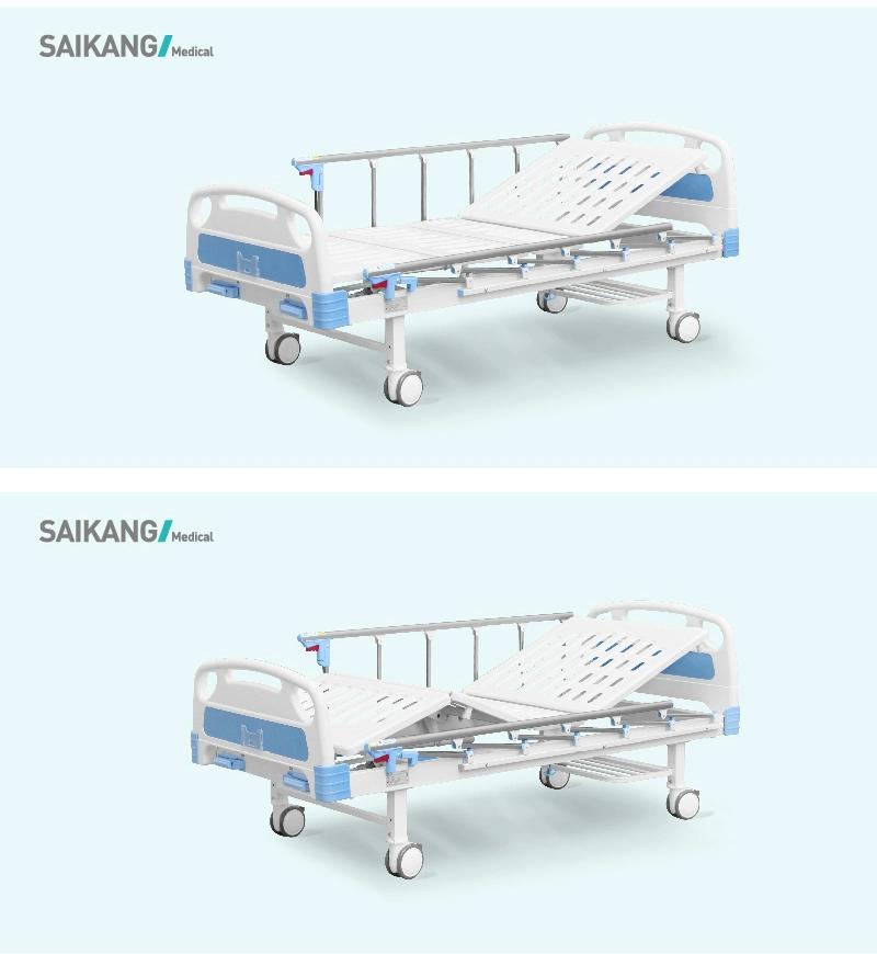 A2K Saikang 2 Function Folding Patient Medical Bed Second Metal 2 Crank Used Manual ICU Hospital Beds Price