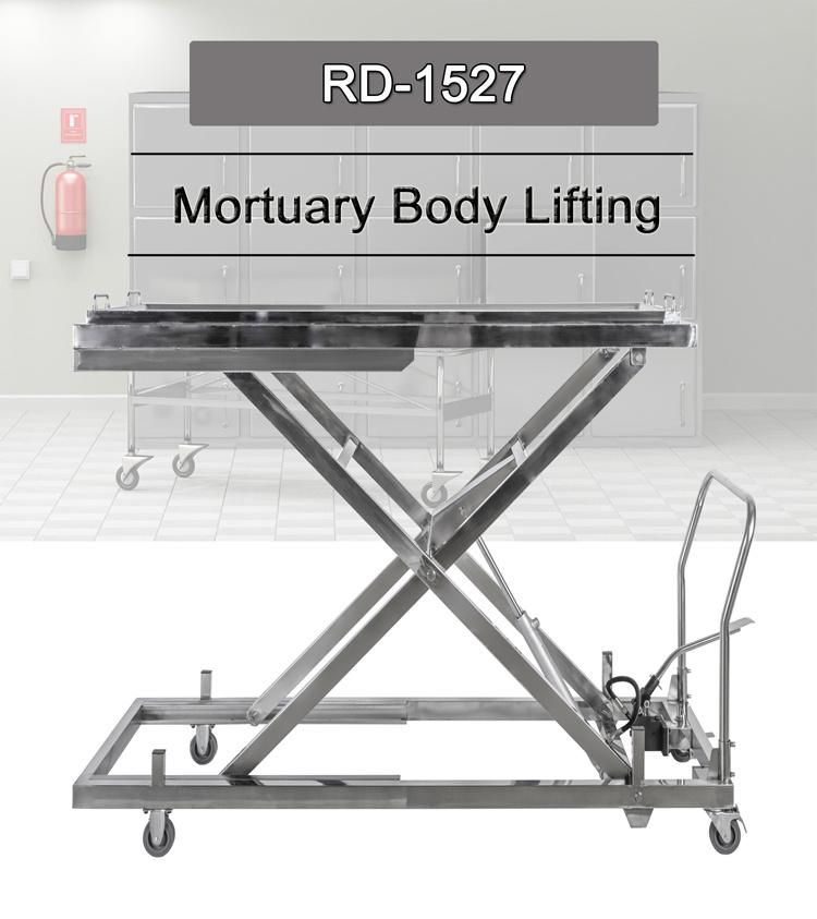 Stainless Steel 304 Mortuary Lifting Trolley Morgue Cart Corpse Transfer Trolley