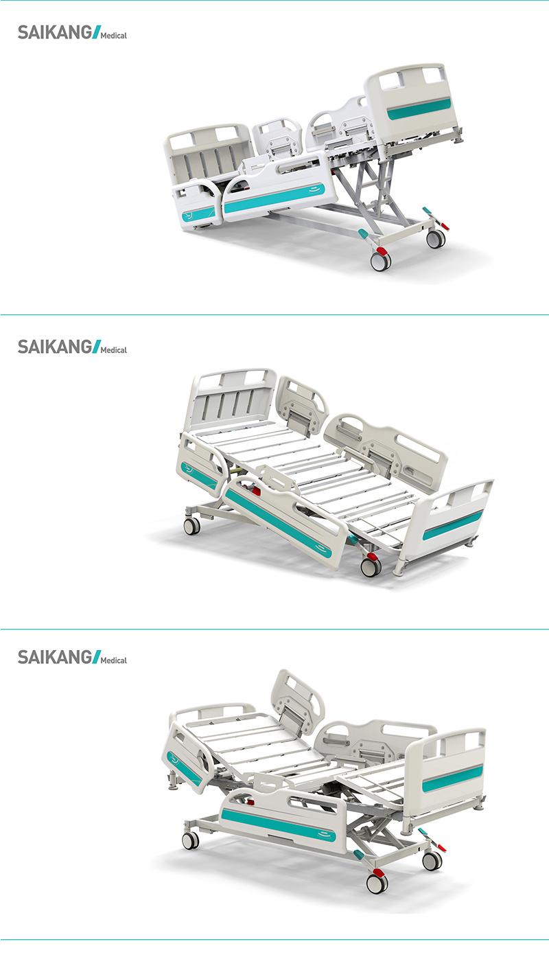 Y8y8c Saikang Movable Multifunction Foldable Electric Patient ICU Clinic Medical Hospital Bed with Wheels