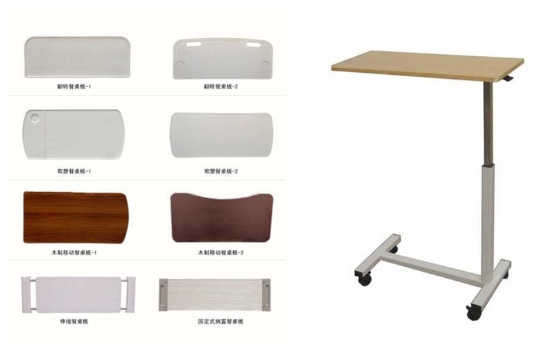 Low Price Rotating Table-Top Adjustable Medical Furniture Wooden Hospital Overbed Table /Hospital Dining Table Used in Patient Rooms