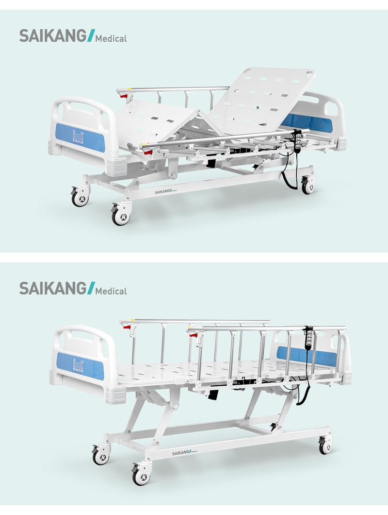 A6K Saikang Wholesale Economic 3 Function Foldable Clinic Patient Electric Medical Hospital Bed with Wheels