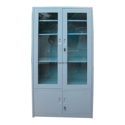 Stainless Steel Storage Open Face Cabinet File with Glass Doors