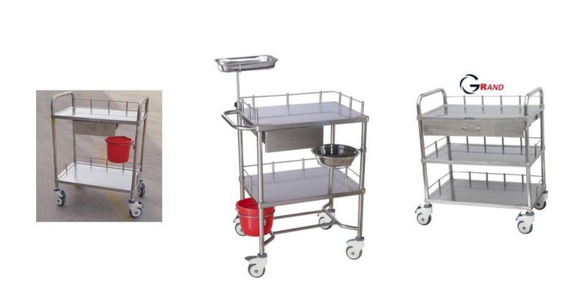 Best Price Hospital Emergency Treatment Cart Hospital Furniture Stainless Steel Medicine Trolley