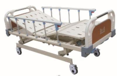 Metal 2 Crank 3 Function Back Lifting Medical Furniture Folding Manual Patient Nursing Hospital Bed with Casters