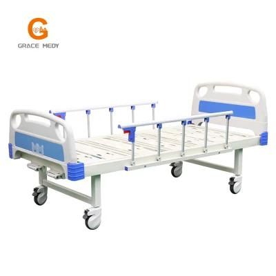 Medical/Patient/Nursing/Fowler/ICU Bed Manufacturer ABS Two Cranks 2 Functions Manual Hospital Bed with Mattress and I. V Pole