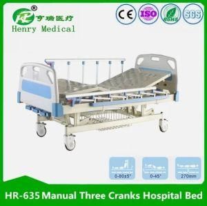 Hospital Furniture/3 Cranks Patient Bed/Manual 3 Functions Hospital Bed (HR-635)