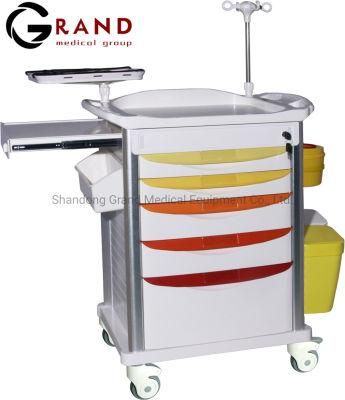 Buy China Factory Price modern Design Mobile Medical Emergency Cart ABS Material with Casters Hospital Furniture in Stock