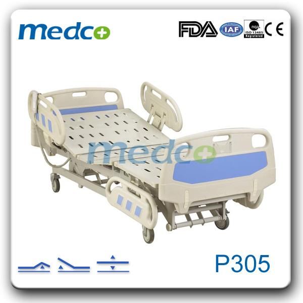 Hot Sell Medical Equipment Three Functions Electric Hospital Bed with Castors