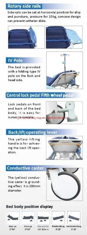 Medical Trolley Medical Cart Surgical Trolley with Drawers Hospital Emergency Patients Transfer Stretcher Trolley Medical Hospital Patients Transfer Trolley