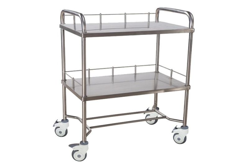 Three-Layers Stainless Steel Hospital Trolley with Wheels