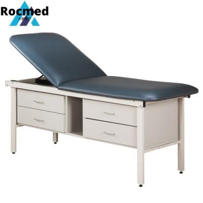 Hospital Clinic Manual Backrest Adjustable Examination Table with Drawers for General Use