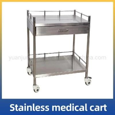 Stainless Steel Hospital Nursing Treatment Trolley Medical Trolley with Drawers Hospital Crash Trolley