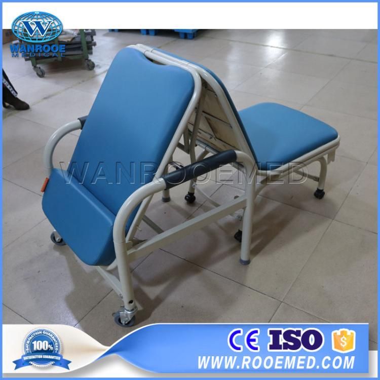 Power Coated Steel Hospital Multi-Purpose Folding Accompany Chair Sleeping Recliner Chair Bed