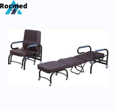 Multi Purpose Steel Frame Coated Bariatric Attendant Bed Chair with Wheels