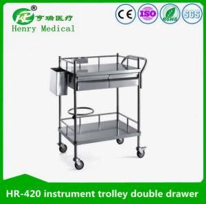 Medicine Nursing Treatment Trolley Cart/Nursing Trolley with Double Drawers
