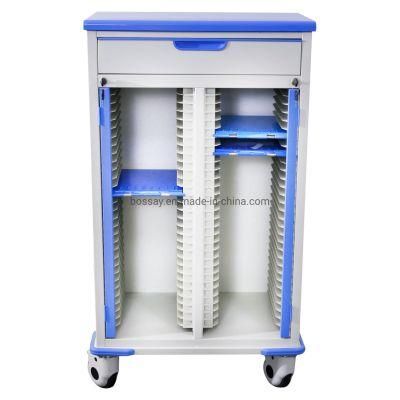 Hospital Double Row 60 Slots of Storage Patient Record Cart