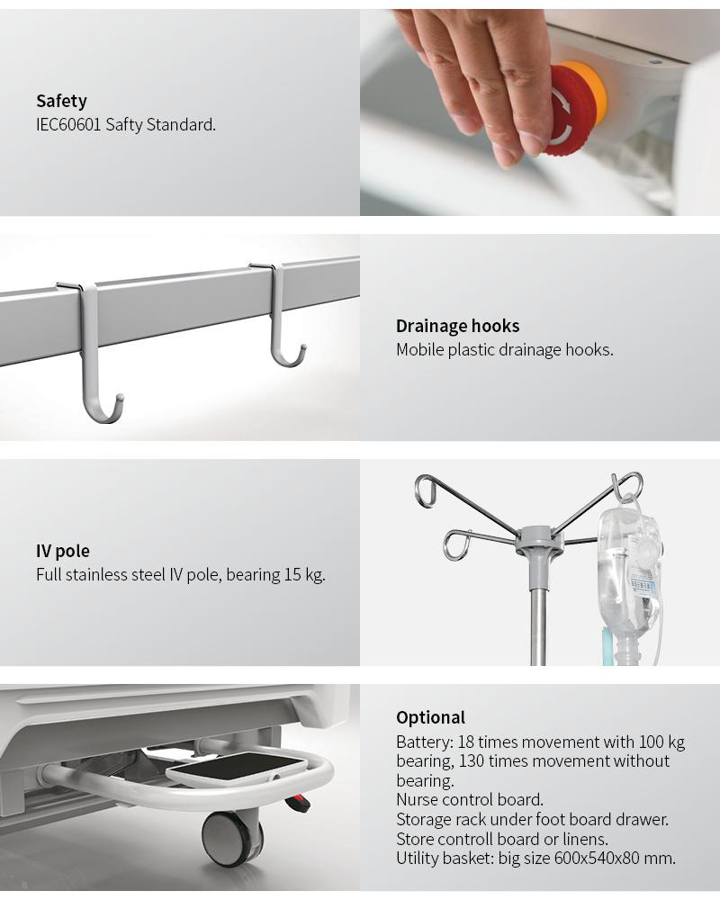 D8d ABS Adjustable Hospital Bed with Casters