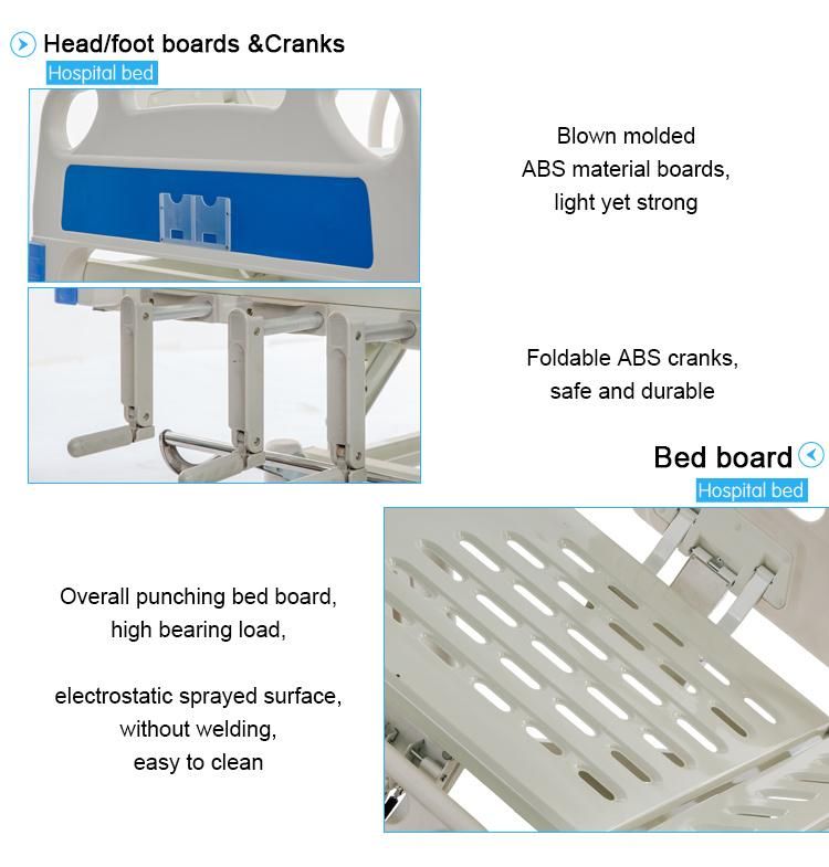 Low Price Three Functional Folding Medical Manual Hospital Bed