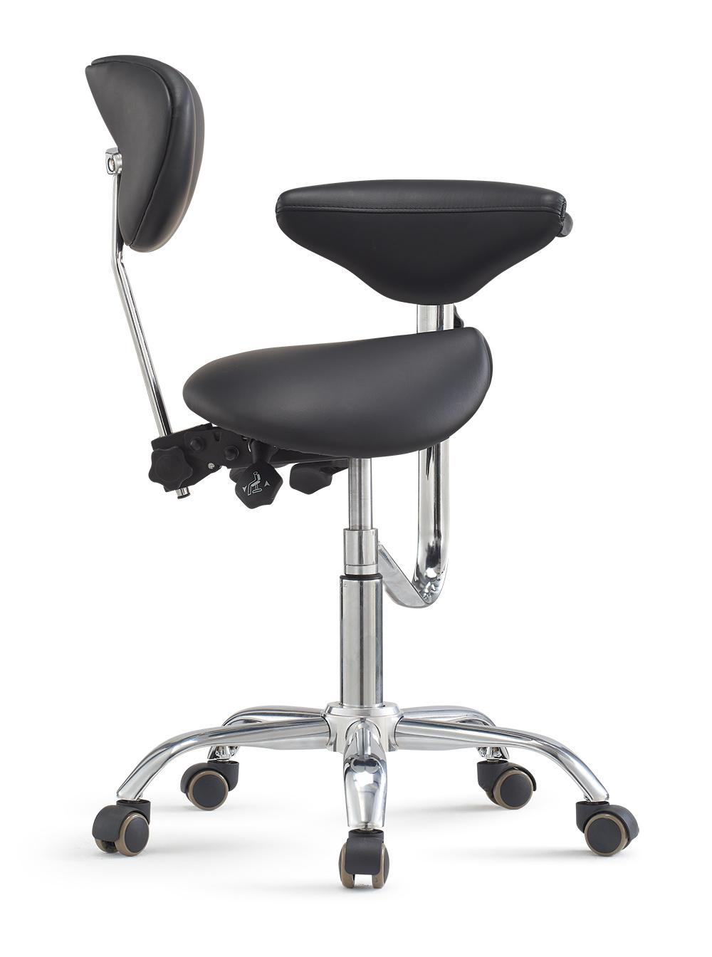 Split Seat Saddle Stool Medical Deatl Assistant Chair with Swivel Armrest
