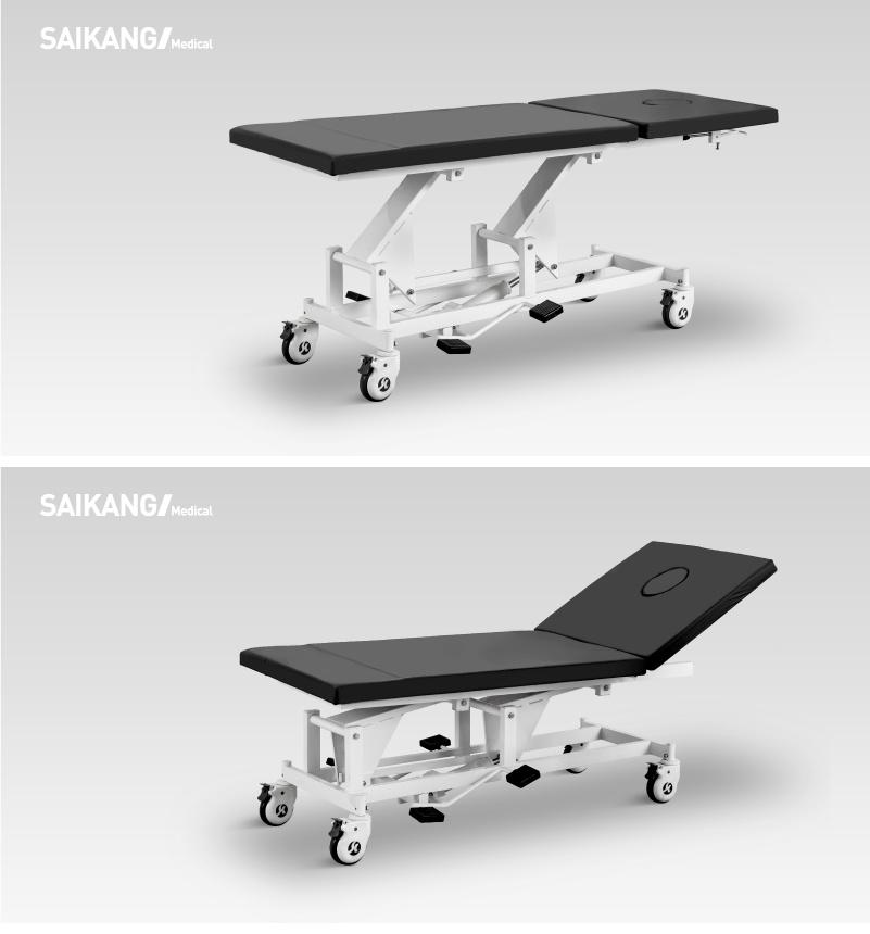 X14 Saikang Hydraulic Medical Exam Table Stainless Steel Foldable Manual Patient Hospital Examination Couch Bed