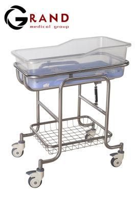 Stainless Steel Height Adjusted Hospital Baby Cot Cart ABS Medical Bedside Infant Bed Trolley