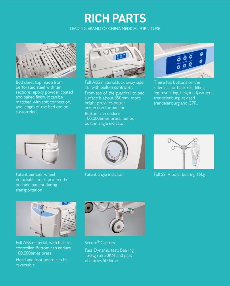 Sk001-15 Electric Clinic Motorized Medical Hospital Treatment Function Bed
