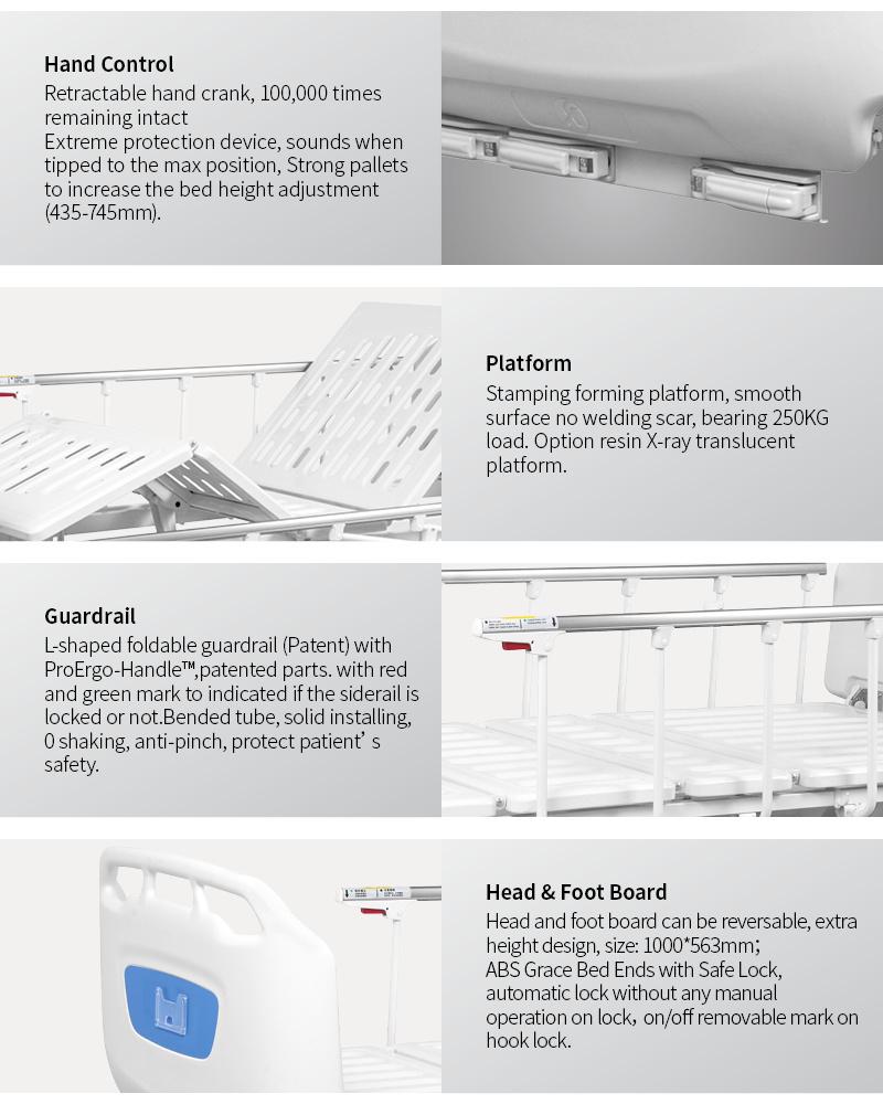 D3w Saikang Wholesale 3 Cranks 3 Function Adjustable Medical Clinic Manual Hospital Bed Price Supplier