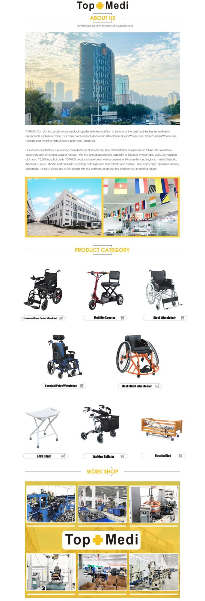 Topmedi Economic Folding and Detachable Panel Manual and Electrical Hospital Bed