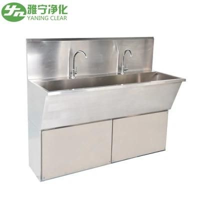 Yaning 2 Person Station Hand Wash Sinks, Industrial Stainless Steel Sink