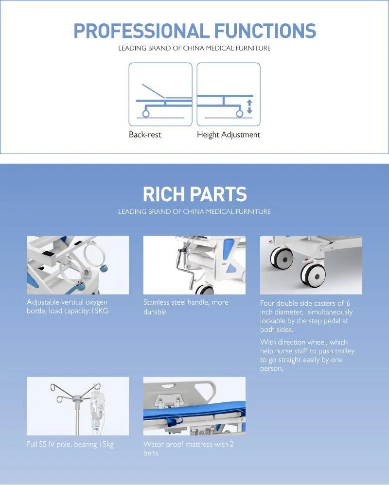 Hospital Room Equipment Hydraulic Medical Cart Transport Trolley for Patient