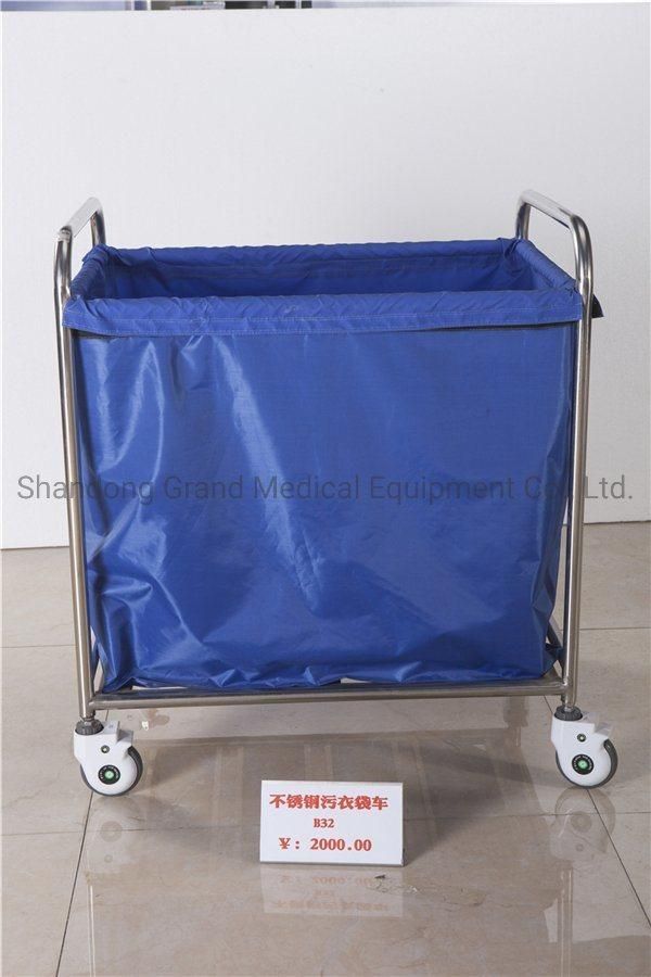 Hospital Equipment Stainless Steel Dirt Bag Cart Nursing Trolley for Hospital