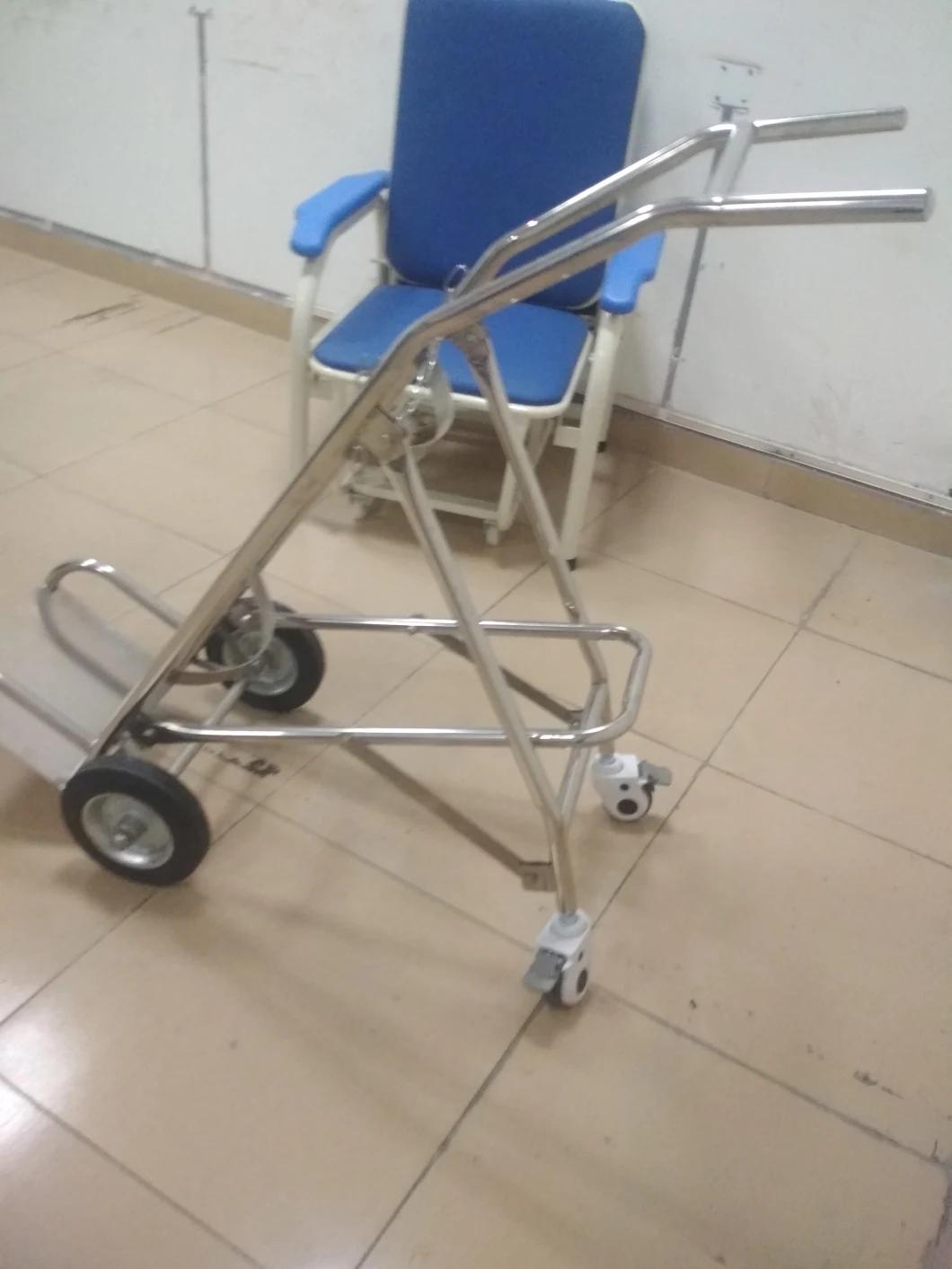 Stainless Steel Oxygen Tank Trolley for Gas Cylinder Hospital Furniture (SLV-E4007)