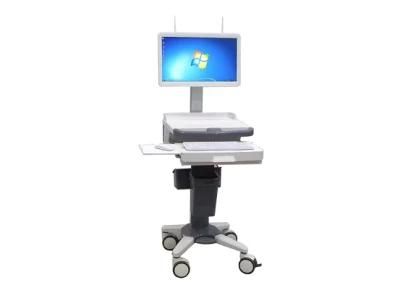 Mn-CPU002 Mobile ABS Plastic Laptop Cart Height Adjustable Computer Trolley for Hospital Use