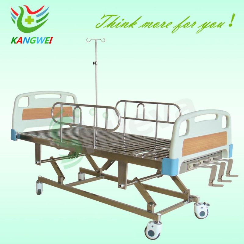 Hospital Furniture ABS Manual Medical Bed with Three Cranks