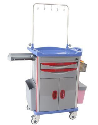 Hospital ABS Medical Infusion Trolley Transfusion Cart Medical Crash Cart for Sales
