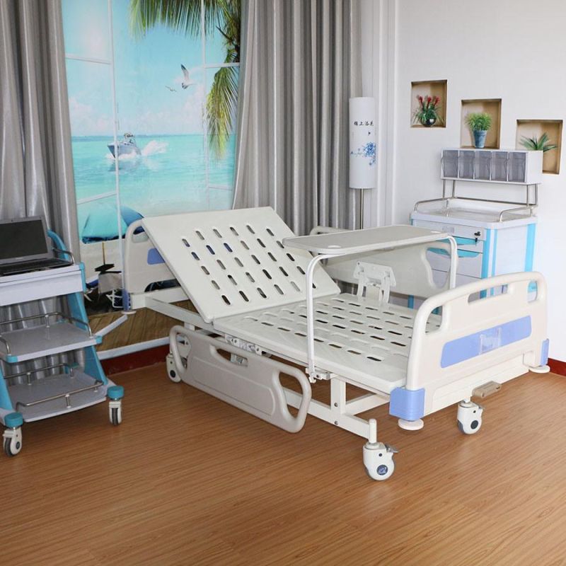 ABS Siderail Medical One Function ICU Bed with ABS One Single Crank Hospital Bed