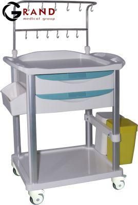 Hospital ICU Medical Emergency Infusion Pump Equipment Trolley Medical Trolley for Infusion Bottles with Two Shelves